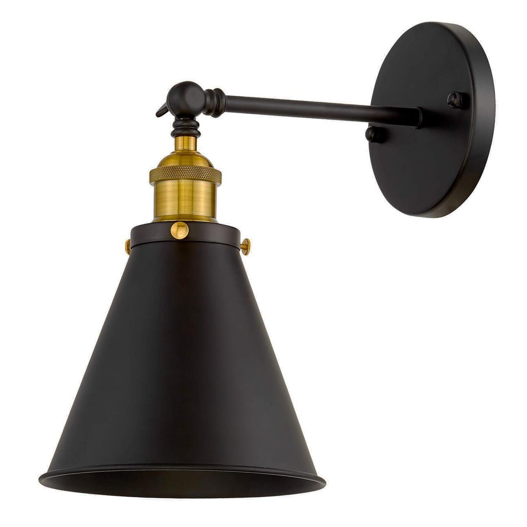 Priemyselné nástenné svietidlo RUBI W1, čierne kužeľovité tienidlo, štýl loft, vintage - Lumina Deco obrázok 1