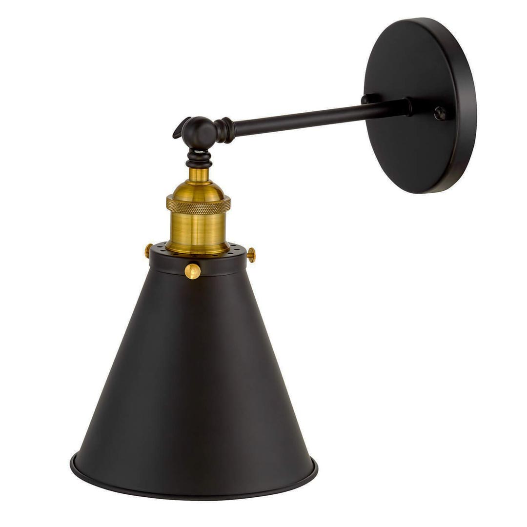 Priemyselné nástenné svietidlo RUBI W1, čierne kužeľovité tienidlo, štýl loft, vintage - Lumina Deco obrázok 3