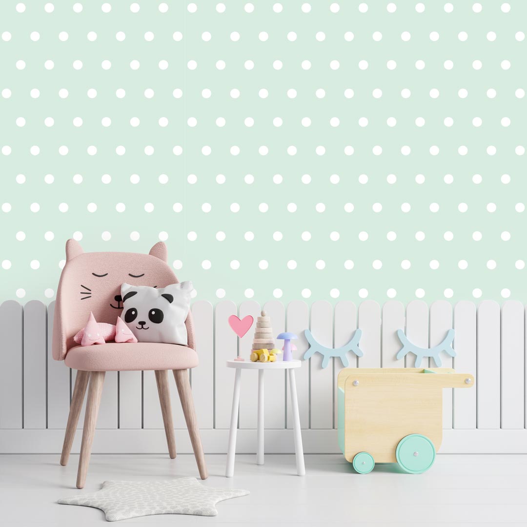 Mätová tapeta s bielymi bodkami, bodky 5 cm - Dekoori obrázok 2