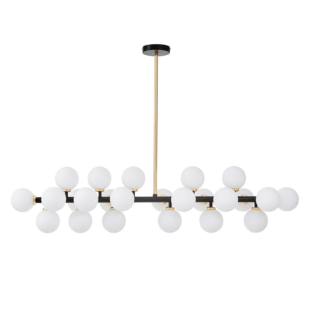 Exkluzívna čierno-zlatá závesná lampa PETRICA, biele sklenené tienidlá - Lumina Deco obrázok 1