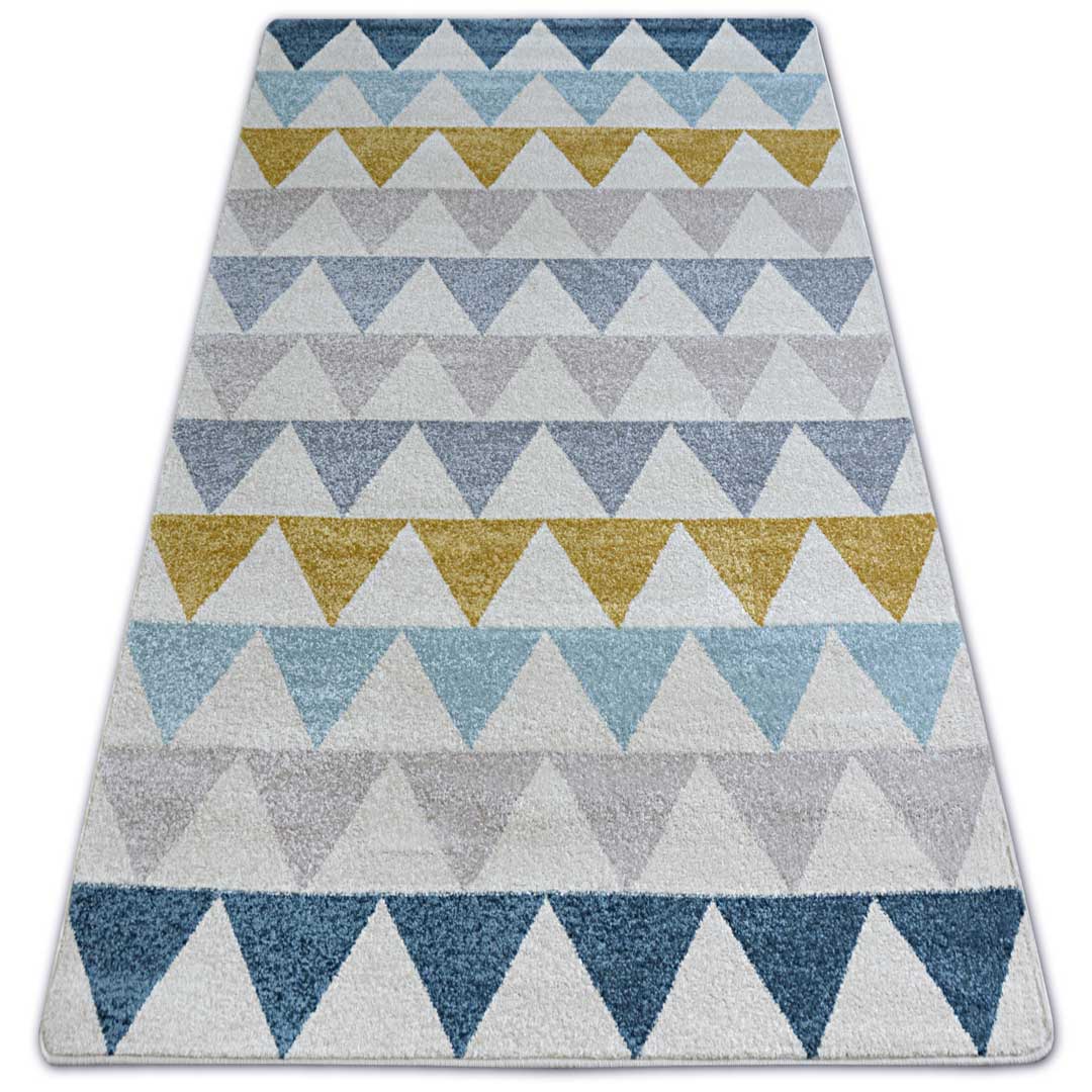 Moderný geometrický koberec s farebnými trojuholníkmi na svetlom pozadí - Dywany Łuszczów obrázok 3
