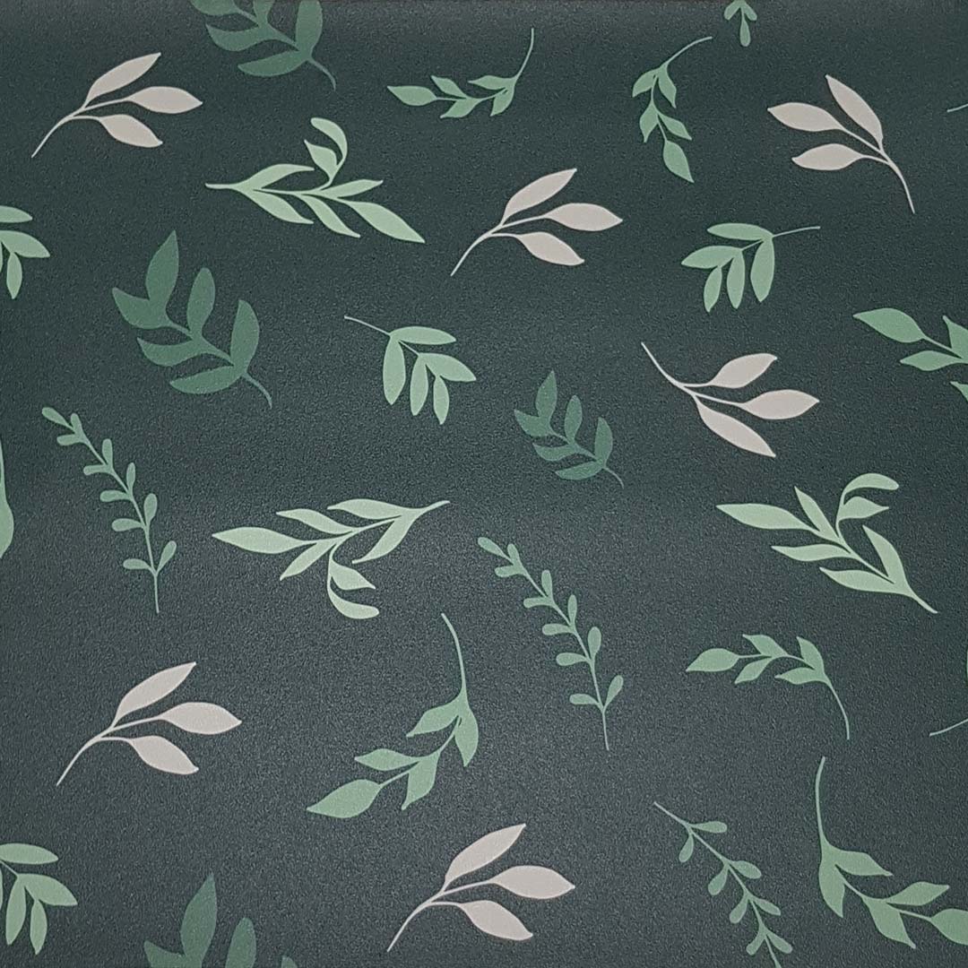 Tmavozelená severská tapeta s malými listami, jemnými vetvičkami, vzdušnými rastlinami - Dekoori obrázok 4