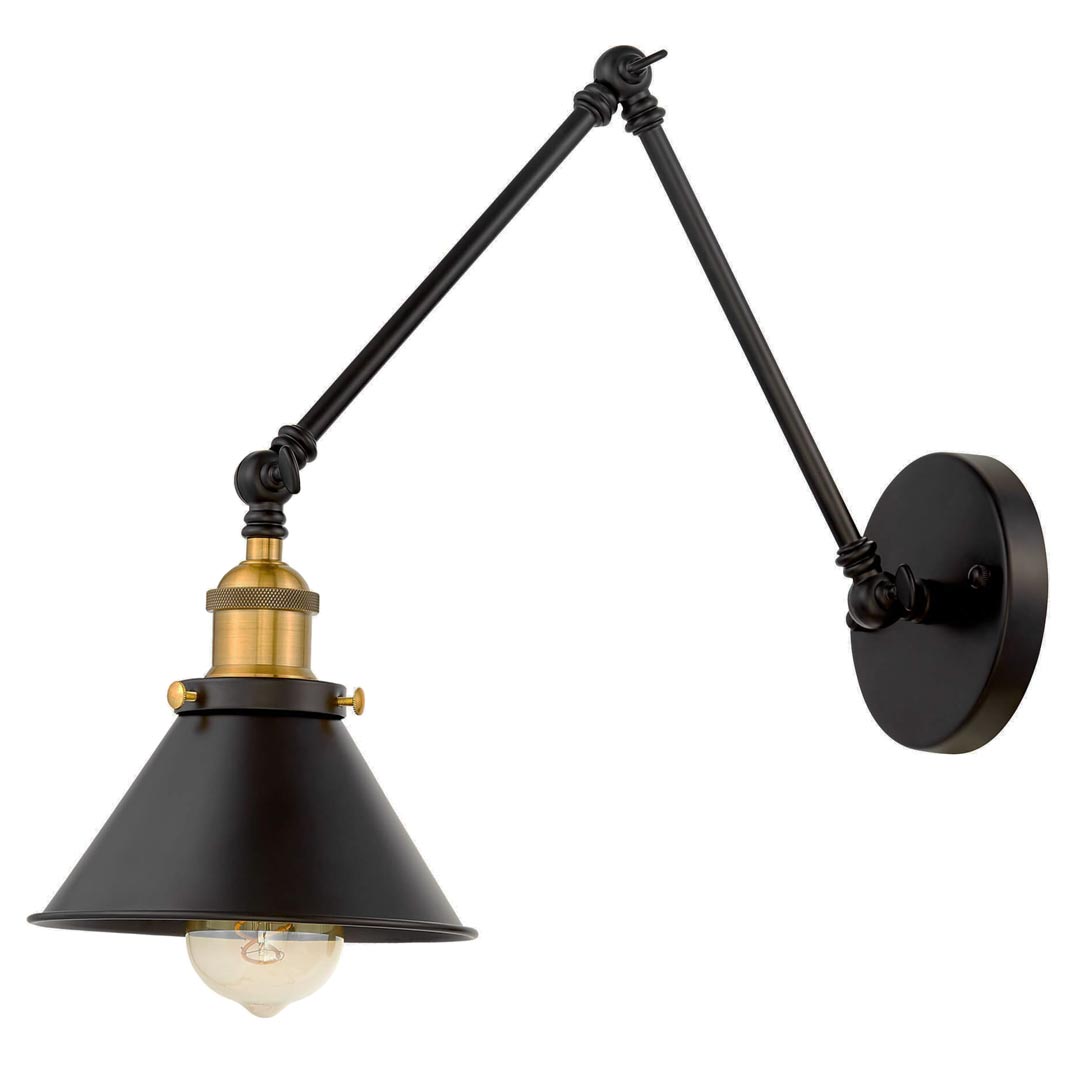 Nastaviteľné loftové nástenné svietidlo, GUBI W2, čierne tienidlo, nástenná lampa na čítanie v industriálnom štýle - Lumina Deco obrázok 2