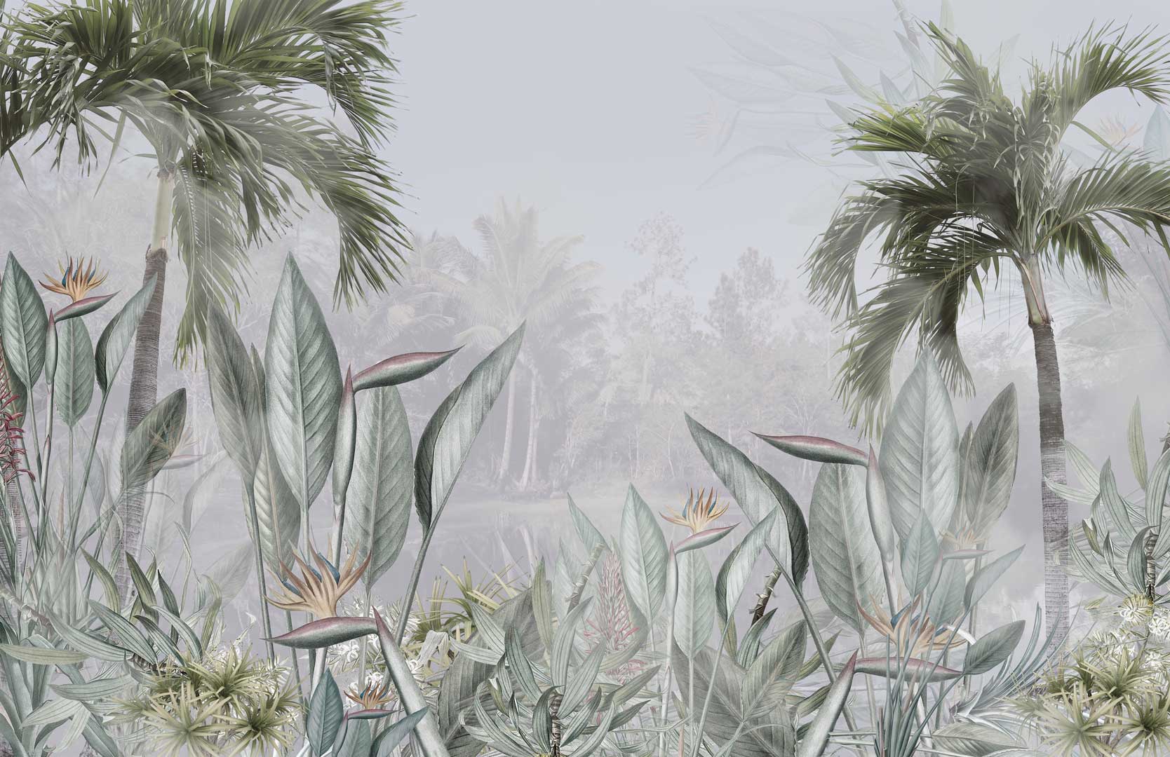 Tapeta džungľa (jungle), banánové a palmové listy, zelená - Dekoori obrázok 1