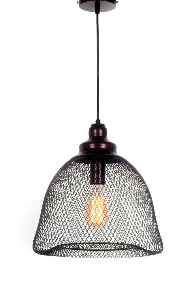 Dekoratívne loftové závesné svietidlo HILSTON, hnedá mriežka - Lumina Deco obrázok 3