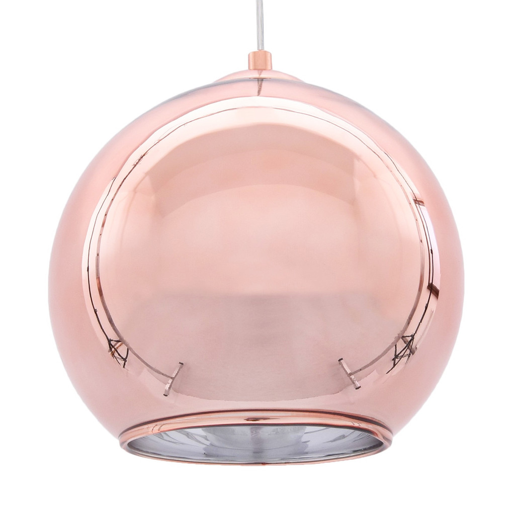 Moderné polguľové sklenené závesné svietidlo LOBOS farby ružového zlata - Lumina Deco obrázok 1