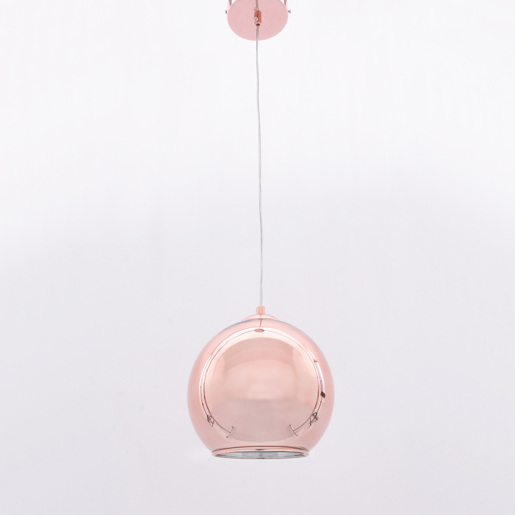 Moderné polguľové sklenené závesné svietidlo LOBOS farby ružového zlata - Lumina Deco obrázok 3