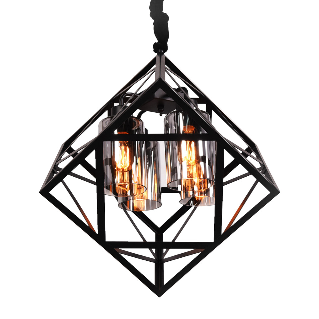 Dizajnová kovová závesná lampa BRUTTE so sklenenými sivými dymovými trubicami - Lumina Deco obrázok 1