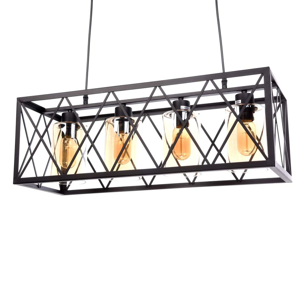 Drôtená závesná lampa, čierny priemyselný luster NORTIS, kovové tienidlo, loft - Lumina Deco obrázok 2