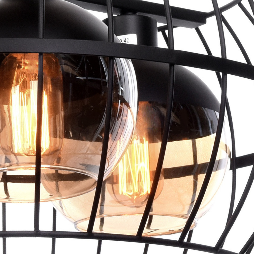 Trojité drôtené závesné svietidlo OPTIS s čiernym košom, loftové, industriálne - Lumina Deco obrázok 4