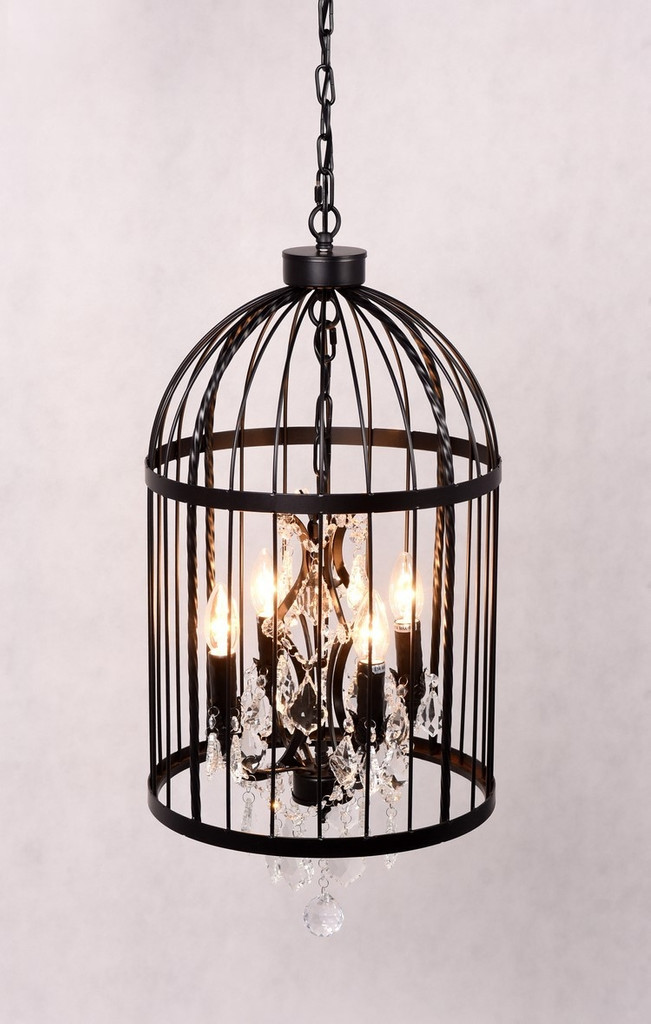 Závesný dizajnérsky krištáľový luster ARCHIVIA, čierna kovová klietka - Lumina Deco obrázok 4