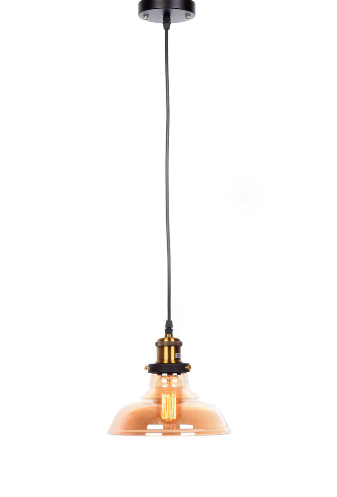Sklenená závesná lampa GABI jantárové svietidlo industriálny štýl loft - Lumina Deco obrázok 3