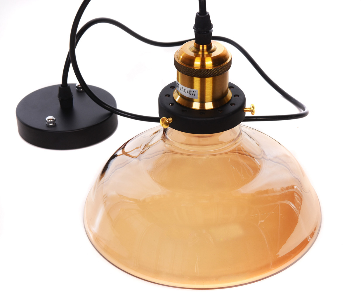 Sklenená závesná lampa GABI jantárové svietidlo industriálny štýl loft - Lumina Deco obrázok 4