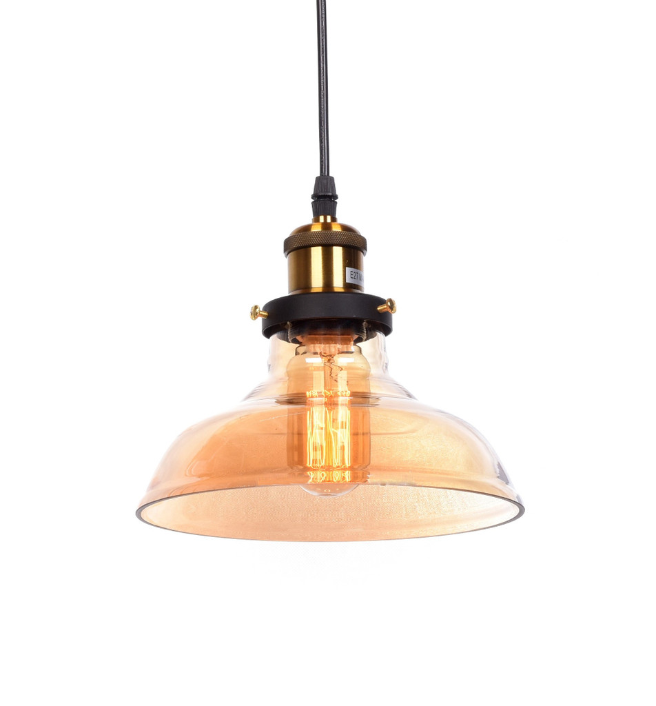 Sklenená závesná lampa GABI jantárové svietidlo industriálny štýl loft - Lumina Deco obrázok 1