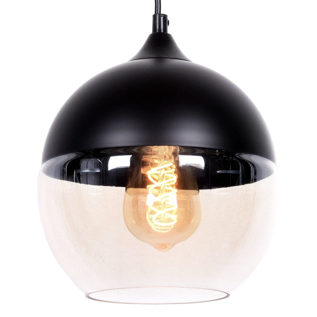 Čierna závesná lampa ALBION v industriálnom štýle, kombinácia kovu a skla - Lumina Deco obrázok 1