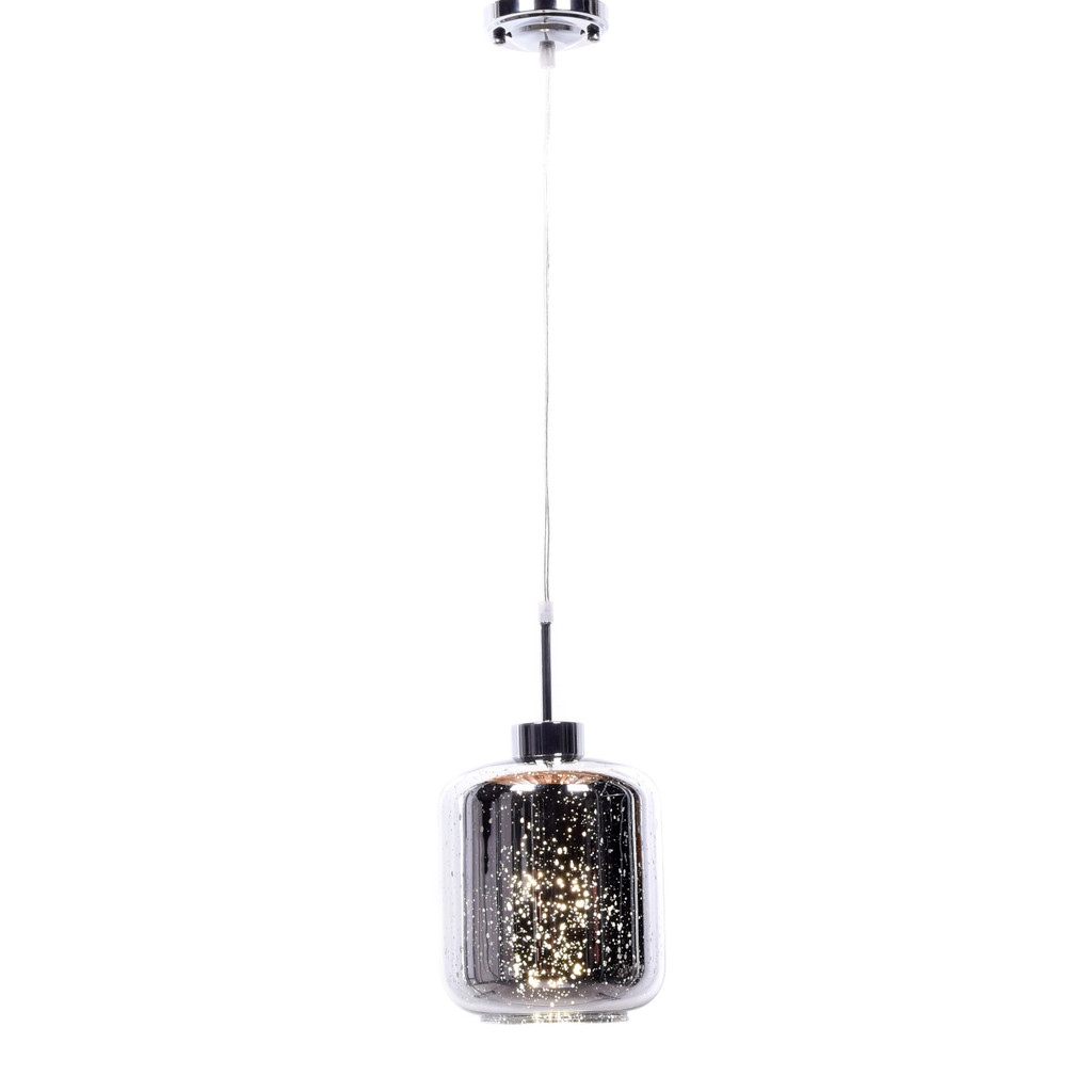 Strieborná závesná lampa, luster ALACOSMO, moderný, sklenený, chrómovaný - Lumina Deco obrázok 3