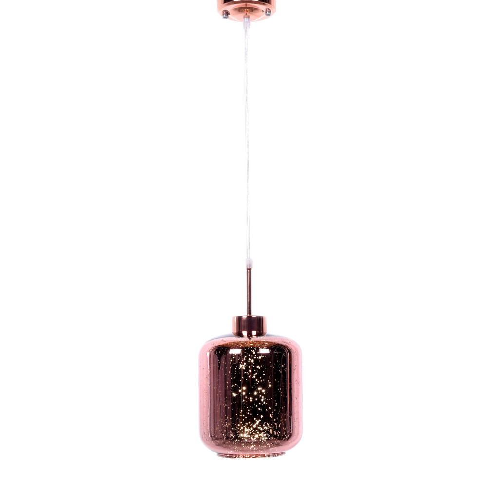 Moderná sklenená závesná lampa, luster ALACOSMO, ružové zlato, rose gold - Lumina Deco obrázok 3