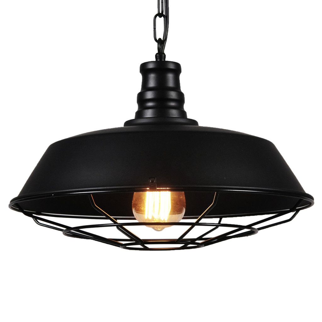 Čierne závesné svietidlo ARIGIO v loftovom industriálnom štýle, kovové s drôtenou mriežkou - Lumina Deco obrázok 1