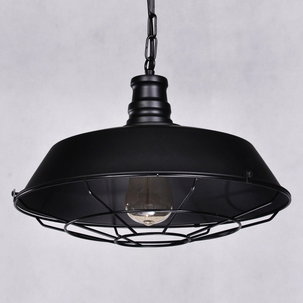 Čierne závesné svietidlo ARIGIO v loftovom industriálnom štýle, kovové s drôtenou mriežkou - Lumina Deco obrázok 3
