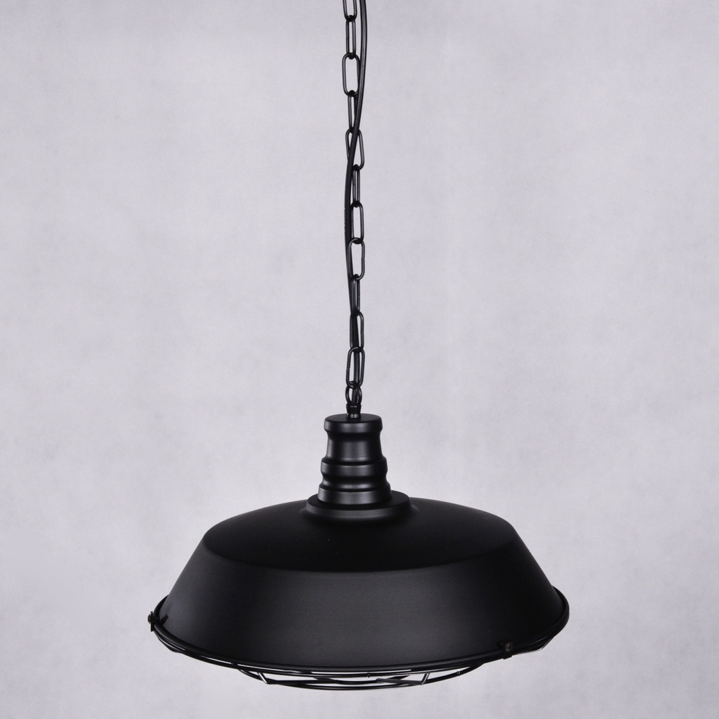 Čierne závesné svietidlo ARIGIO v loftovom industriálnom štýle, kovové s drôtenou mriežkou - Lumina Deco obrázok 4