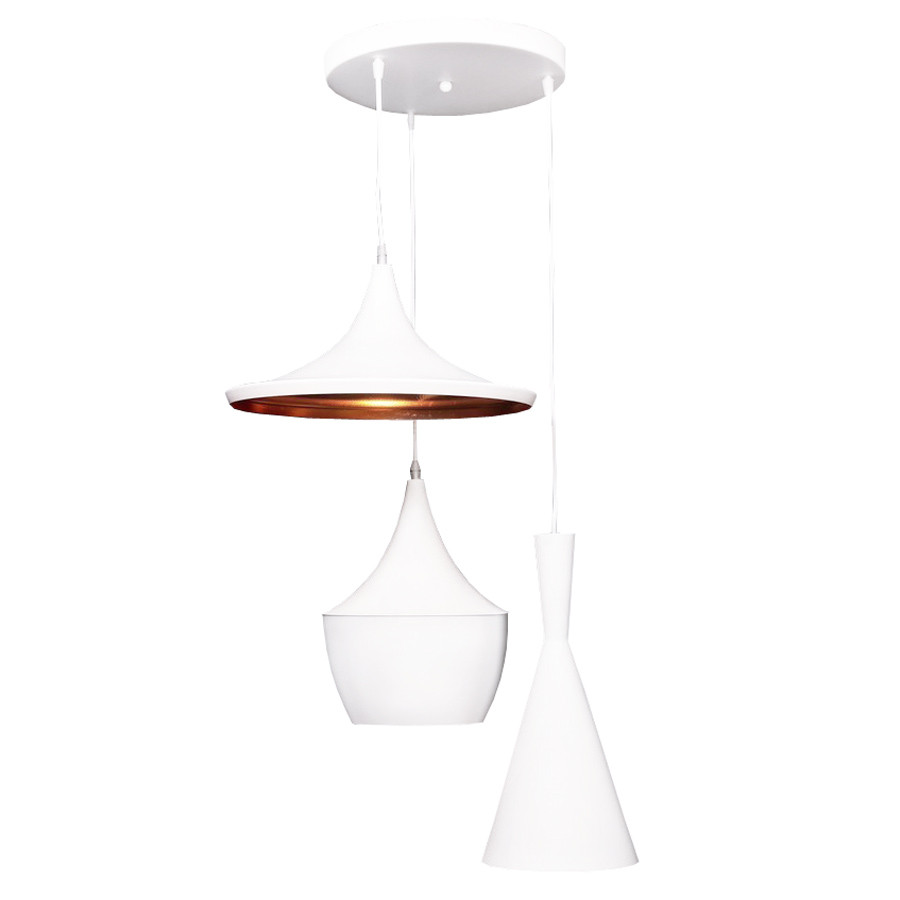 Závesná lampa, dizajnové loftové svietidlo FOGGI W3, biela, zlatá, trojdielna - Lumina Deco obrázok 1