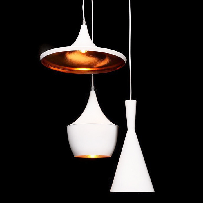 Závesná lampa, dizajnové loftové svietidlo FOGGI W3, biela, zlatá, trojdielna - Lumina Deco obrázok 3
