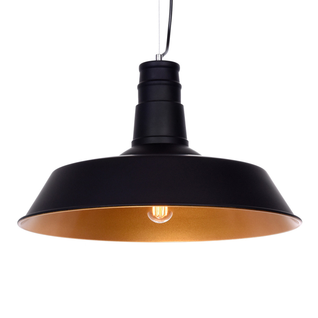 Čierna loftová industriálna závesná lampa SAGGI, okrúhle kovové priemyselné svietidlo - Lumina Deco obrázok 1