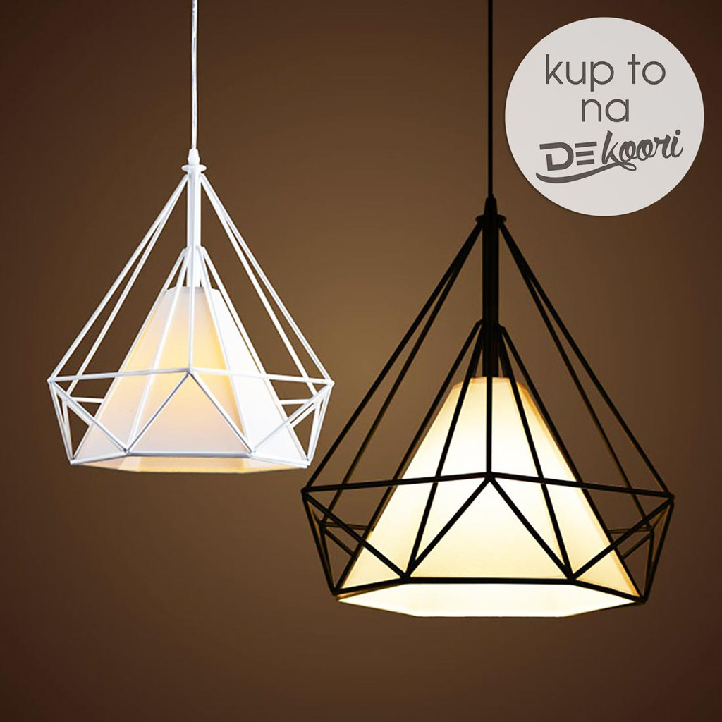 Čierna drôtená závesná lampa FORTI v tvare diamantu, moderná, loftová, škandinávska - Lumina Deco obrázok 2