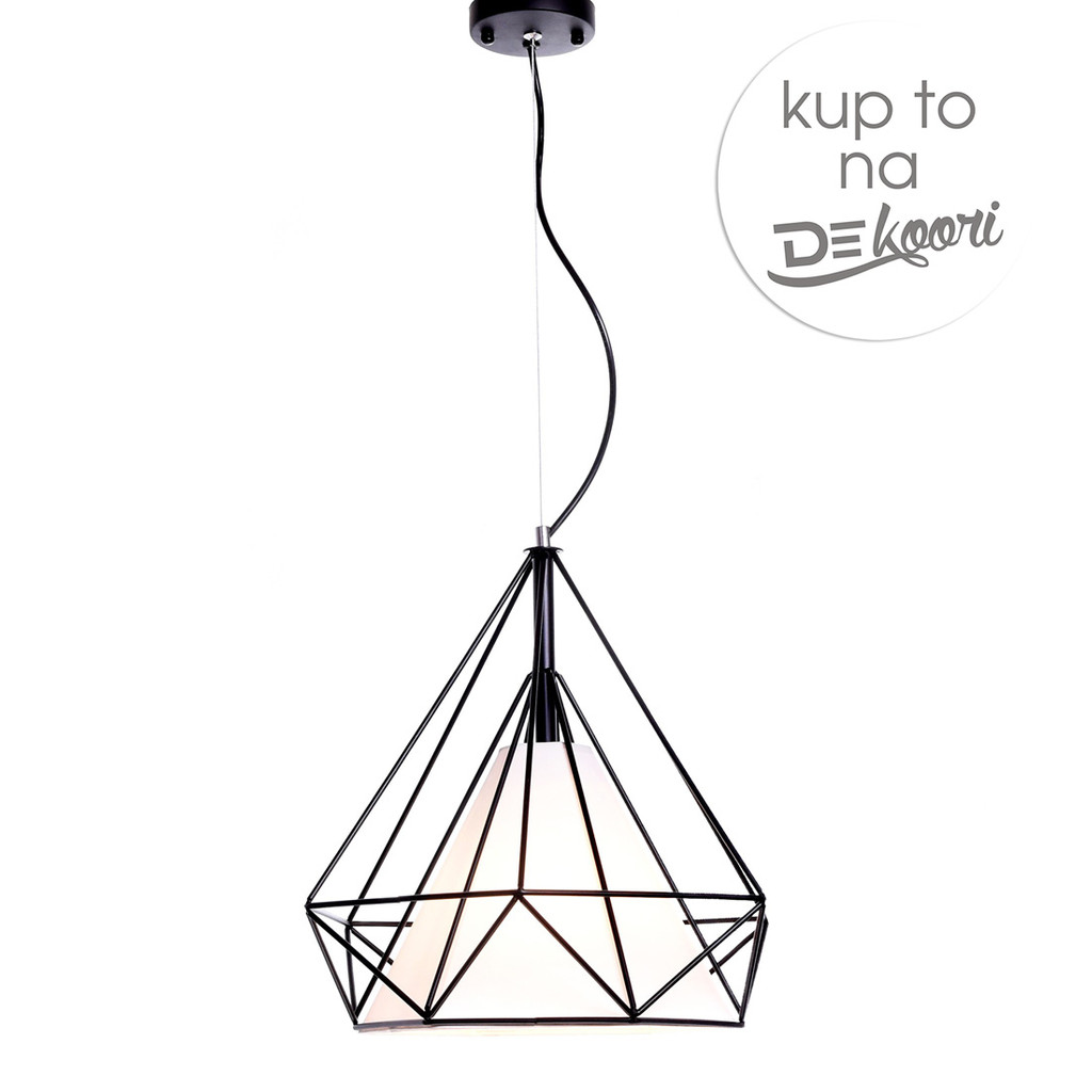 Čierna drôtená závesná lampa FORTI v tvare diamantu, moderná, loftová, škandinávska - Lumina Deco obrázok 3