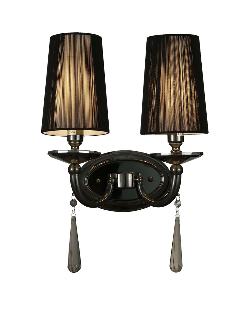 Čierne, dvojité, krištáľové nástenné svietidlo FABIONE W2, moderná krištáľová nástenná lampa - Lumina Deco obrázok 1
