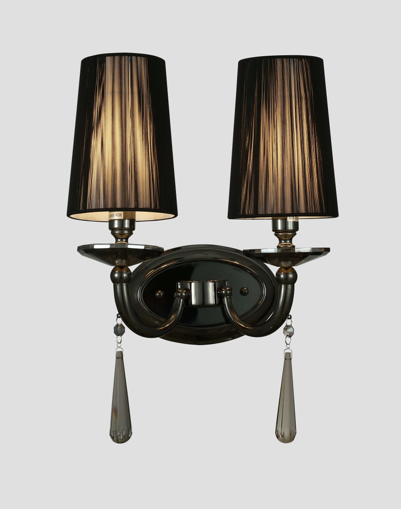 Čierne, dvojité, krištáľové nástenné svietidlo FABIONE W2, moderná krištáľová nástenná lampa - Lumina Deco obrázok 2