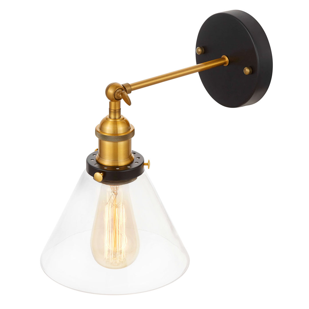 Loftové priemyselné nástenné svietidlo NUBI, dizajnová priehľadná sklenená lampa - Lumina Deco obrázok 3