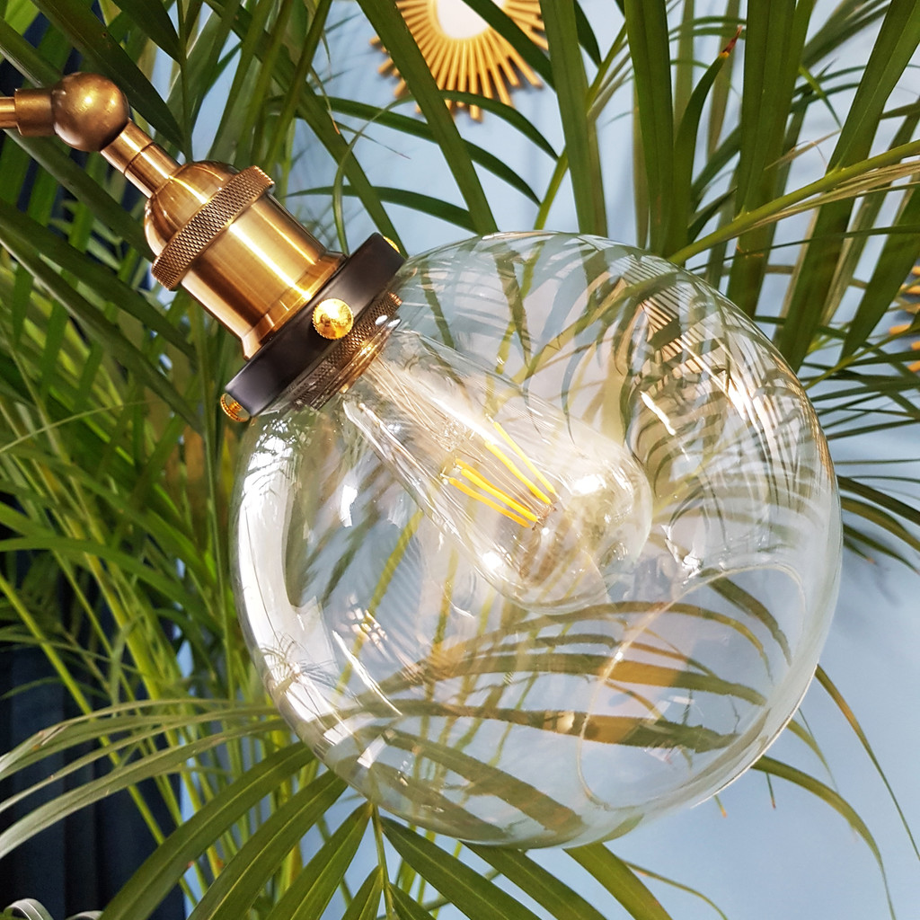 Sklenená lampa NAVARRO s tienidlom v tvare transparentnej gule, loftové nástenné svietidlo - Lumina Deco obrázok 2