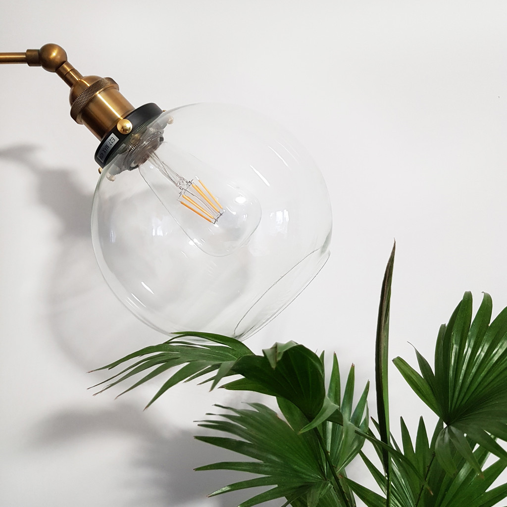 Sklenená lampa NAVARRO s tienidlom v tvare transparentnej gule, loftové nástenné svietidlo - Lumina Deco obrázok 4