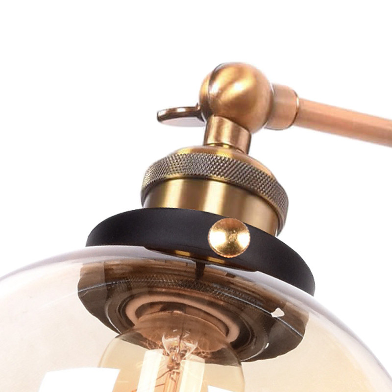 Sklenená nástenná lampa, jantárová guľa NAVARRO, nástenné svietidlo retro vintage - Lumina Deco obrázok 2