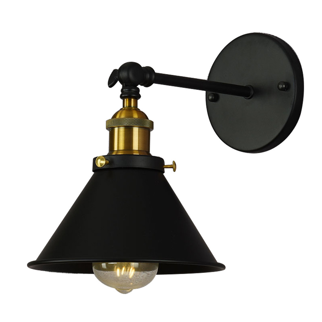 Čierne nástenné priemyselné svietidlo, GUBI W1, loftová lampa s dekoratívnym kovovým tienidlom - Lumina Deco obrázok 3