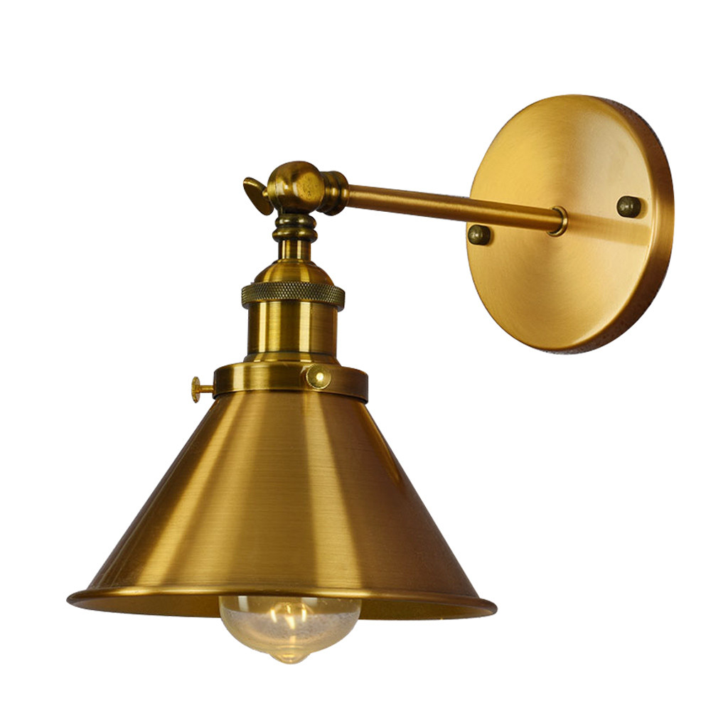 Zlaté mosadzné nástenné svietidlo v loftovom industriálnom štýle GUBI W1, nástenná lampa s dekoratívnym kovovým tienidlom - Lumina Deco obrázok 3