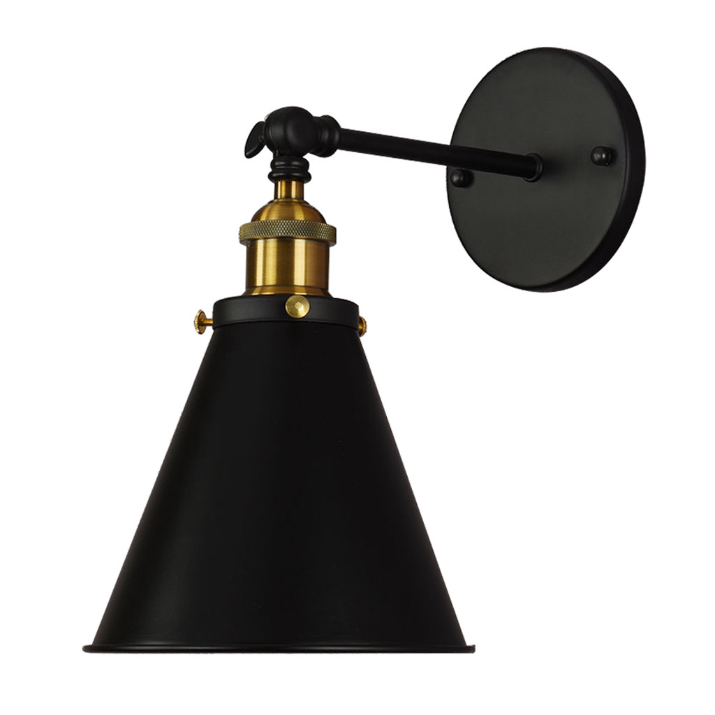 Priemyselné nástenné svietidlo RUBI W1, čierne kužeľovité tienidlo, štýl loft, vintage - Lumina Deco obrázok 3
