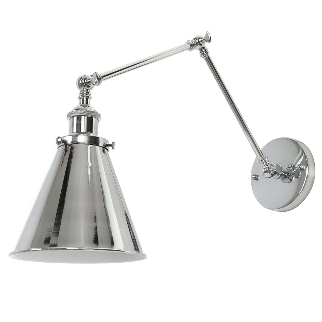 Chrómovaná nástenná lampa RUBI W2, nastaviteľné rameno - Lumina Deco obrázok 1