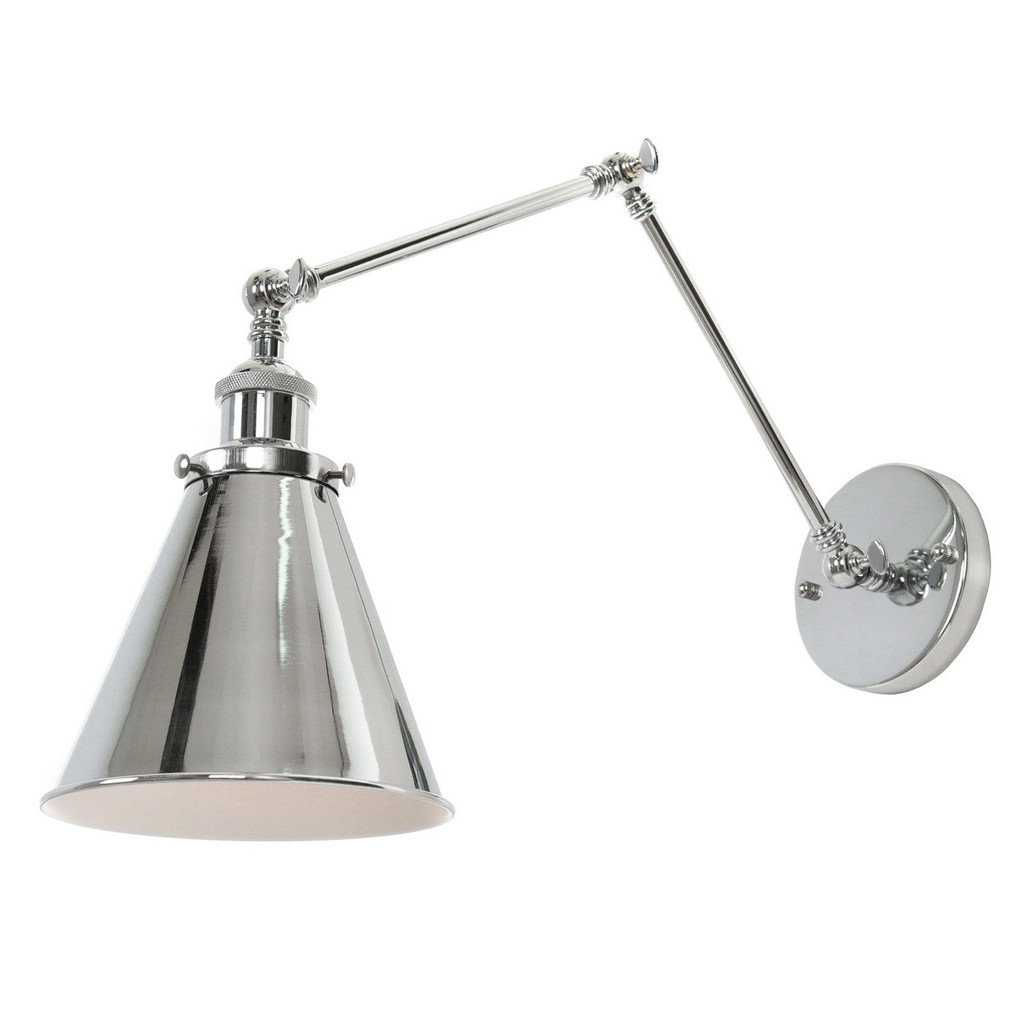 Chrómovaná nástenná lampa RUBI W2, nastaviteľné rameno - Lumina Deco obrázok 2