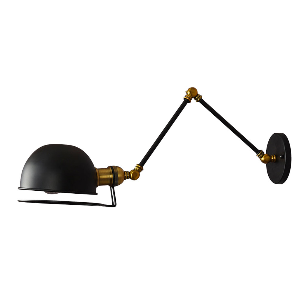 Nástenná lampa, čierne loftové nástenné svietidlo, GLUM W2, regulovateľné rameno, na čítanie - Lumina Deco obrázok 1