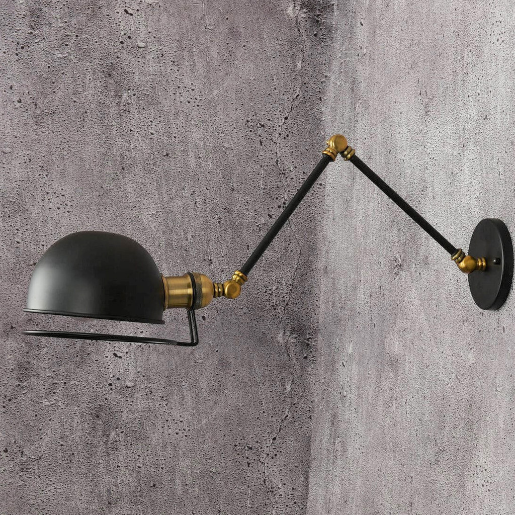 Nástenná lampa, čierne loftové nástenné svietidlo, GLUM W2, regulovateľné rameno, na čítanie - Lumina Deco obrázok 2