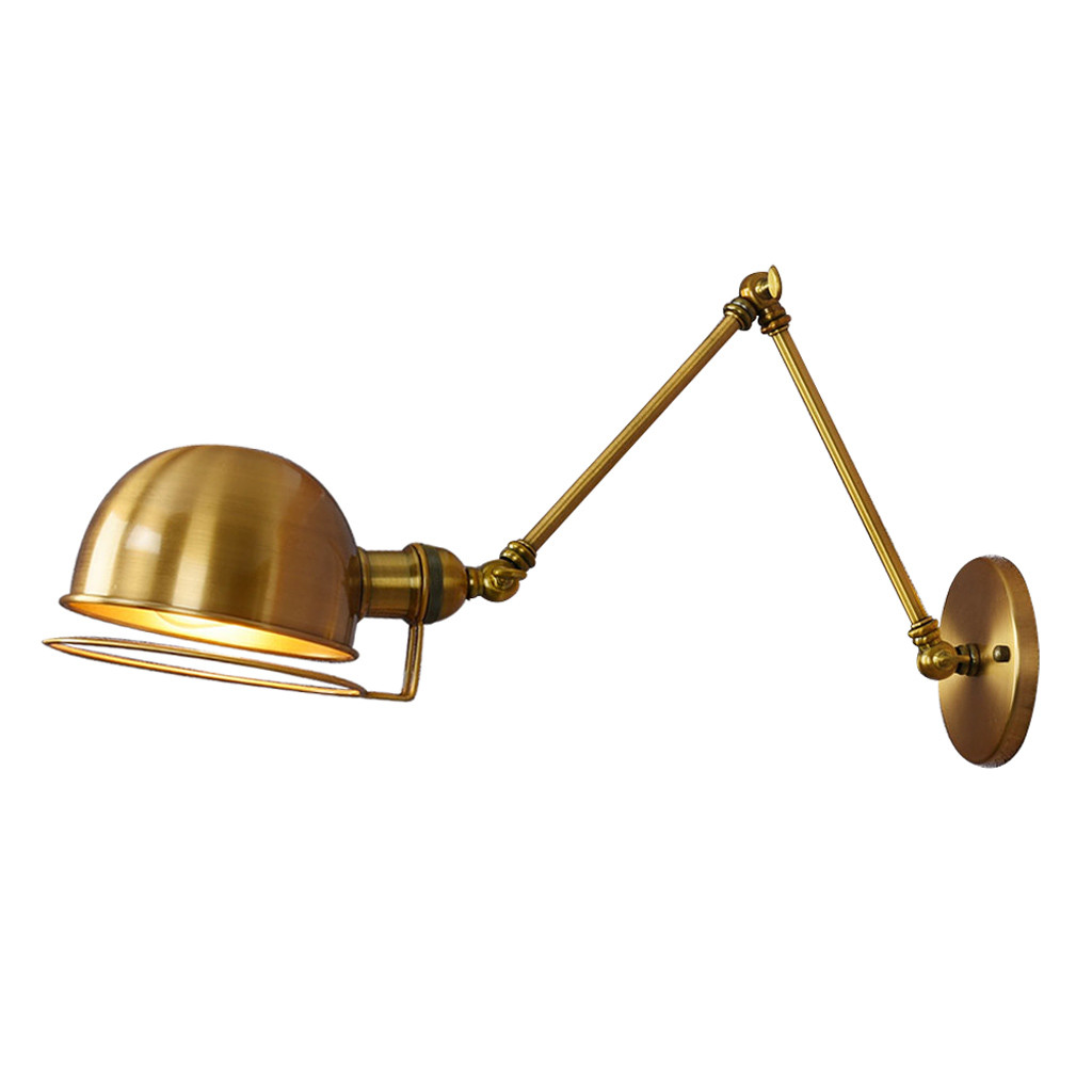 Nástenná lampa, zlaté mosadzné loftové nástenné svietidlo, GLUM W2, nastaviteľné rameno, na čítanie - Lumina Deco obrázok 1