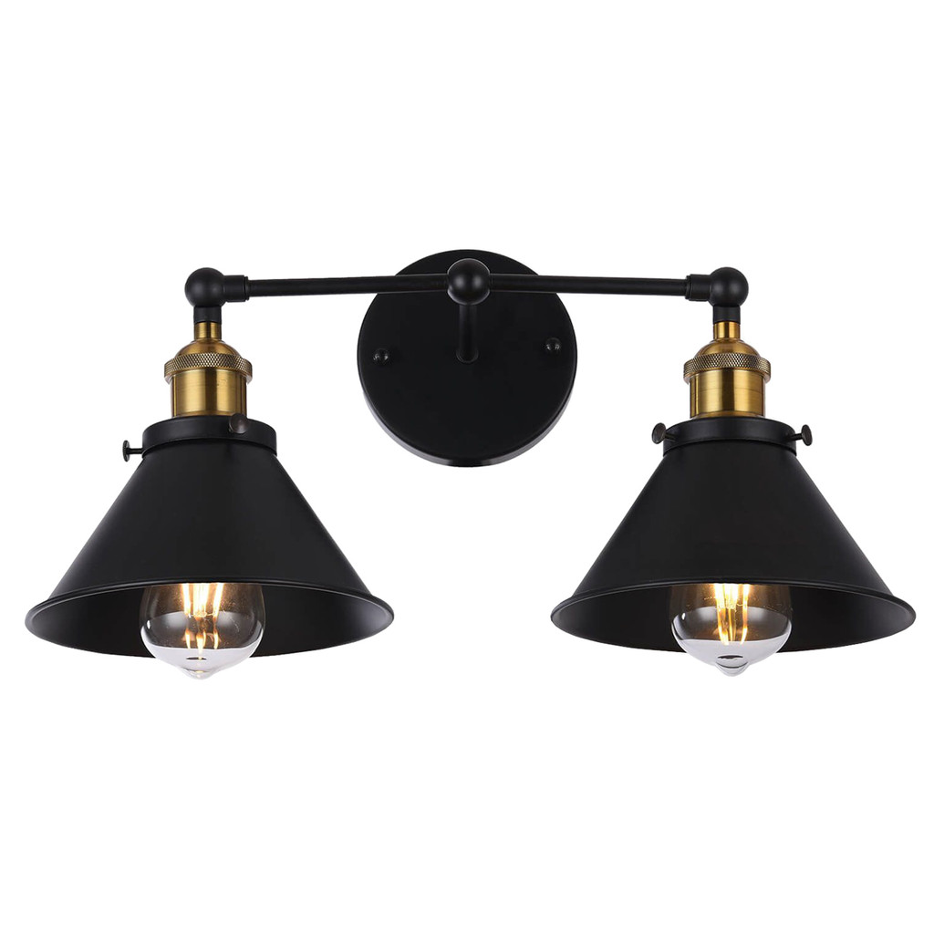 Dvojité čierne nástenné svietidlo GUBI DUO, kovové, loftové - Lumina Deco obrázok 1