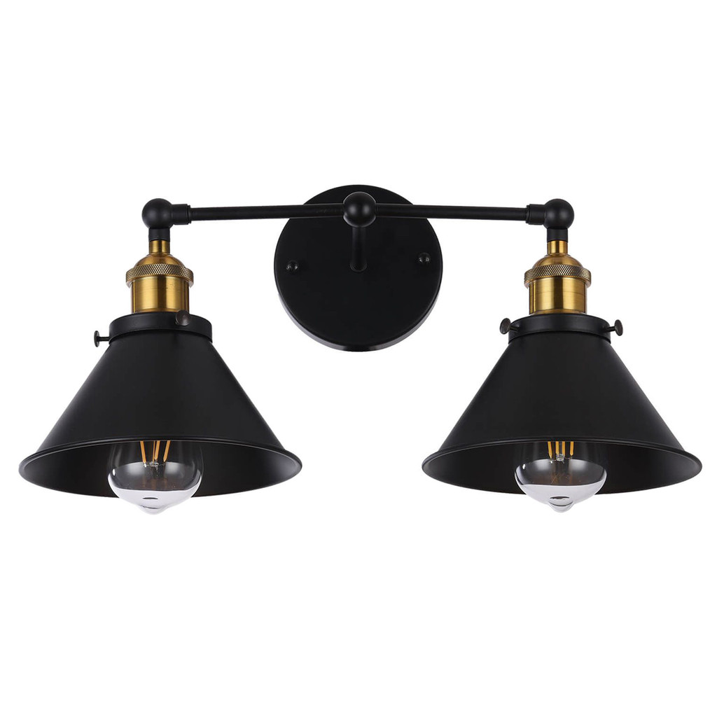 Dvojité čierne nástenné svietidlo GUBI DUO, kovové, loftové - Lumina Deco obrázok 3