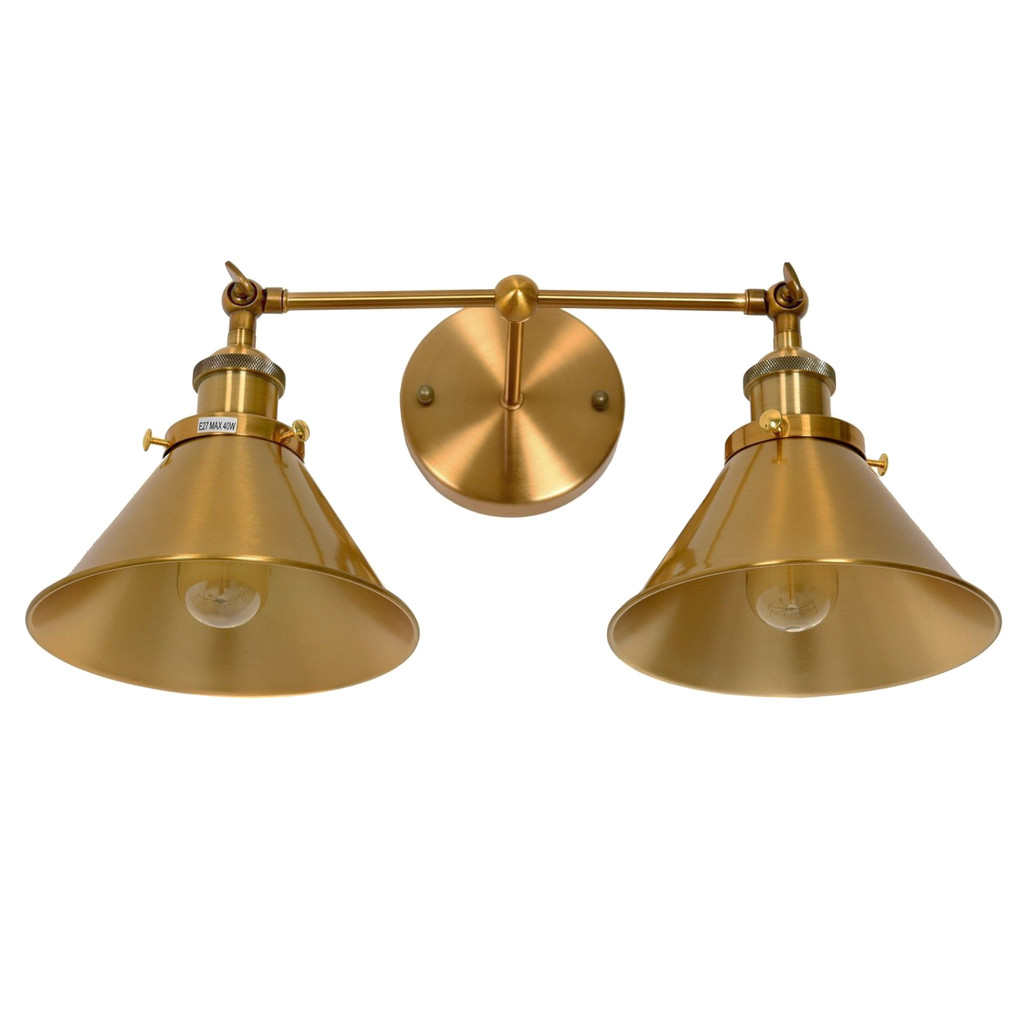 Dizajnové dvojité nástenné svietidlo vo farbe zlata GUBI DUO, kužeľovité tienidlá, loftové - Lumina Deco obrázok 2