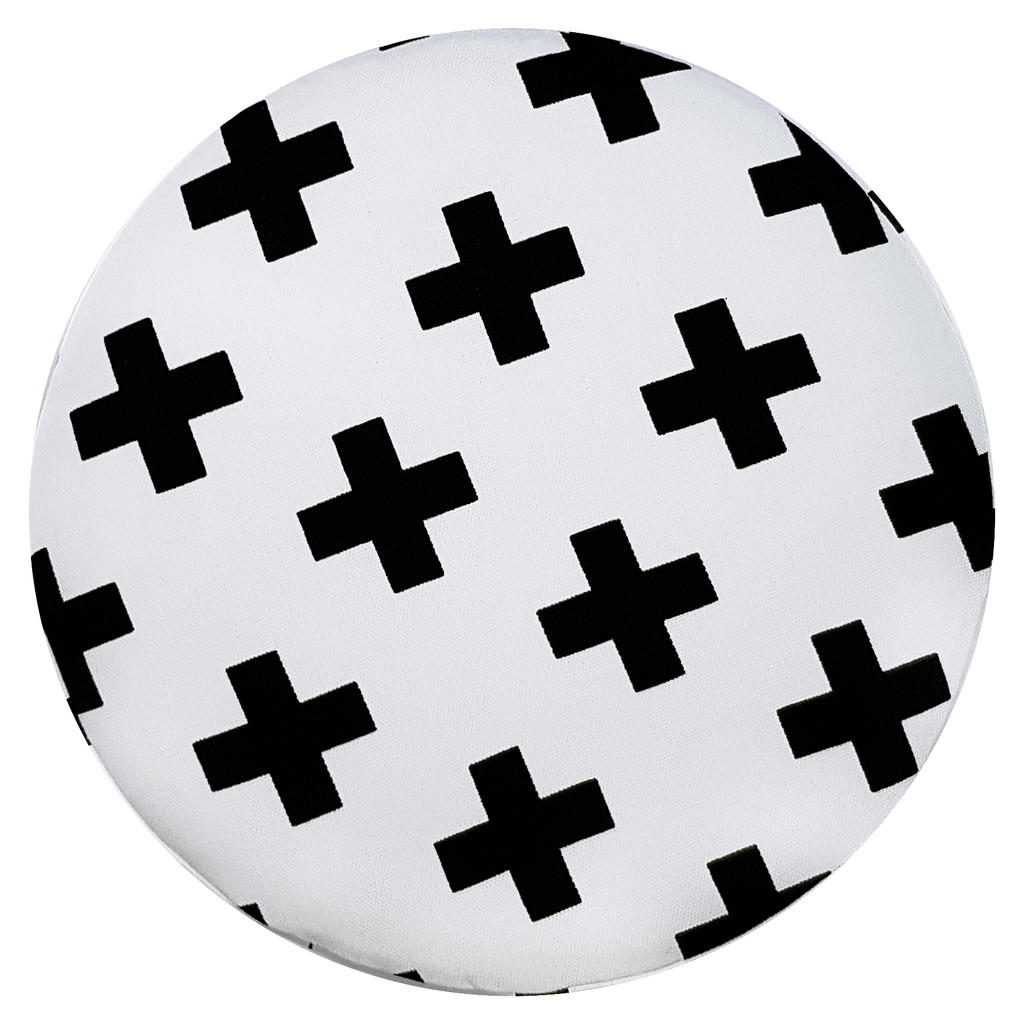 Moderný čierno-biely puf, KRÍŽIKY, PLUSY, škandinávsky dizajn - Lily Pouf obrázok 4