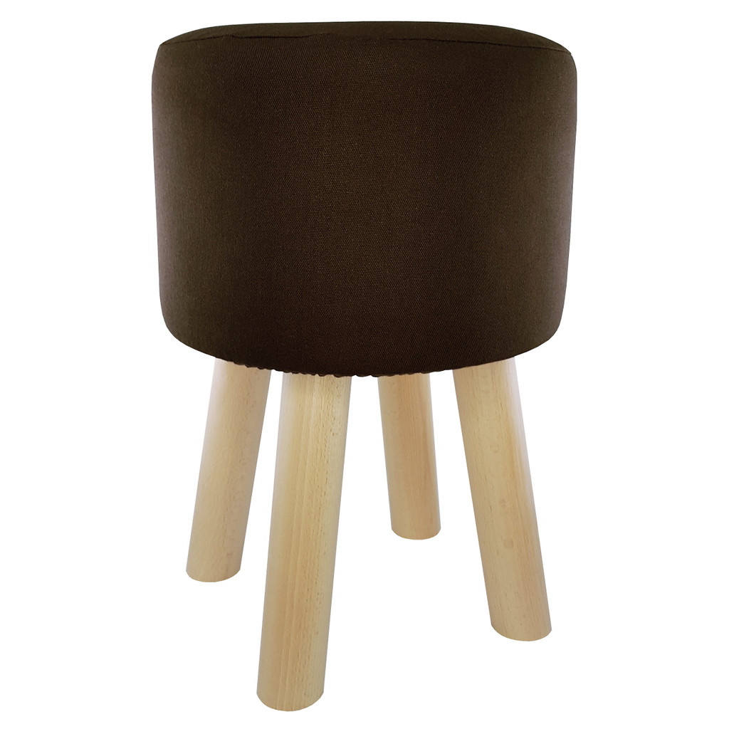 Hnedý puf, drevený stolček s klasickým jednoduchým jednofarebným poťahom - Lily Pouf obrázok 1
