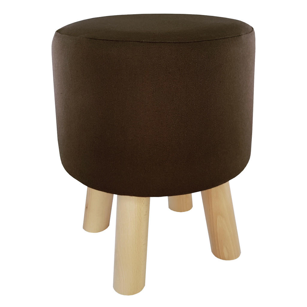Hnedý puf, drevený stolček s klasickým jednoduchým jednofarebným poťahom - Lily Pouf obrázok 4