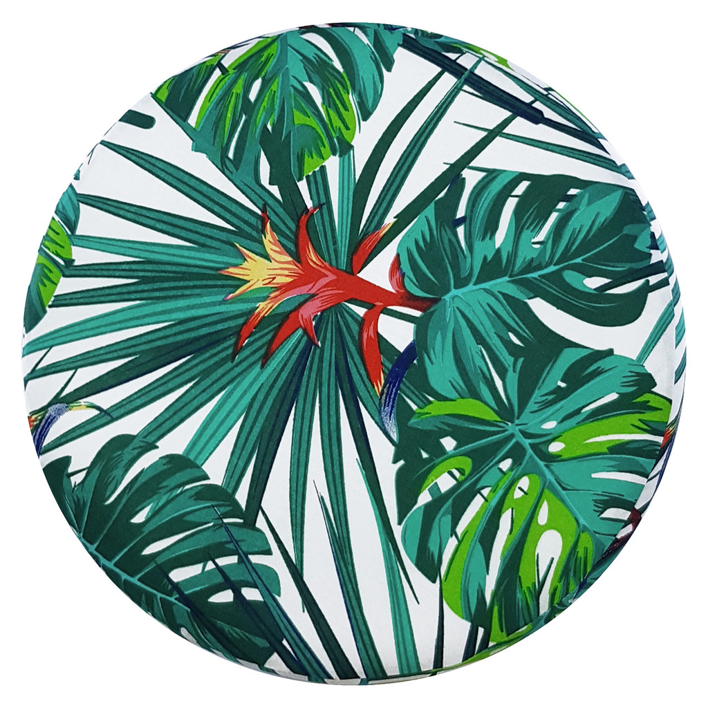 Exotická taburetka, stolček s tyrkysovými listami Monstery skvelej, farebné palmy - Lily Pouf obrázok 4